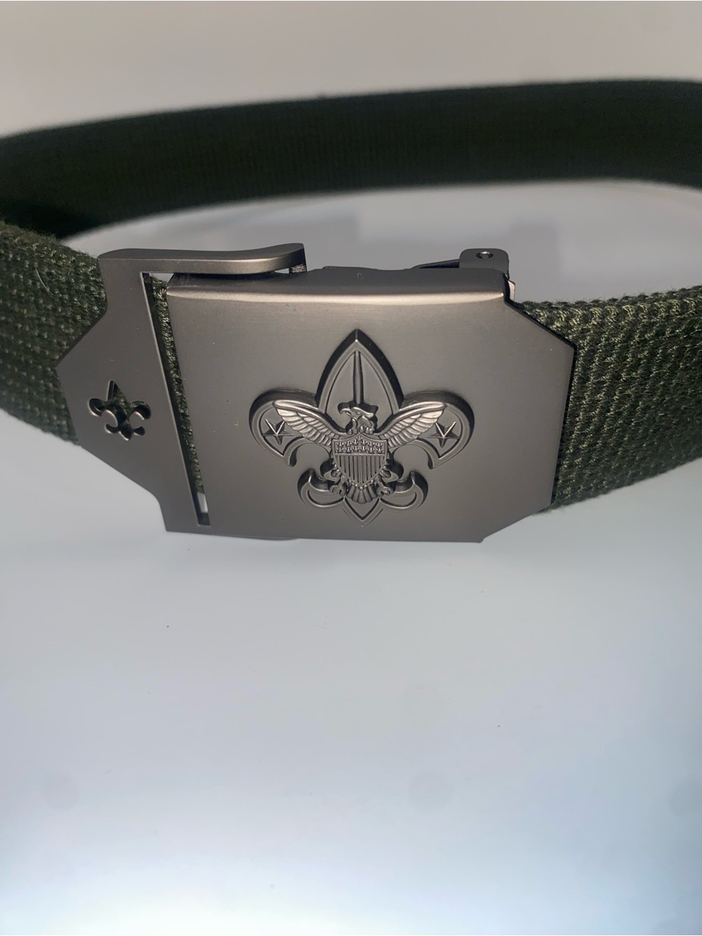Boy Scouts of America BSA Green Canvas Webbing Belt Adjustable Metal Buckle - Picture 2 of 5